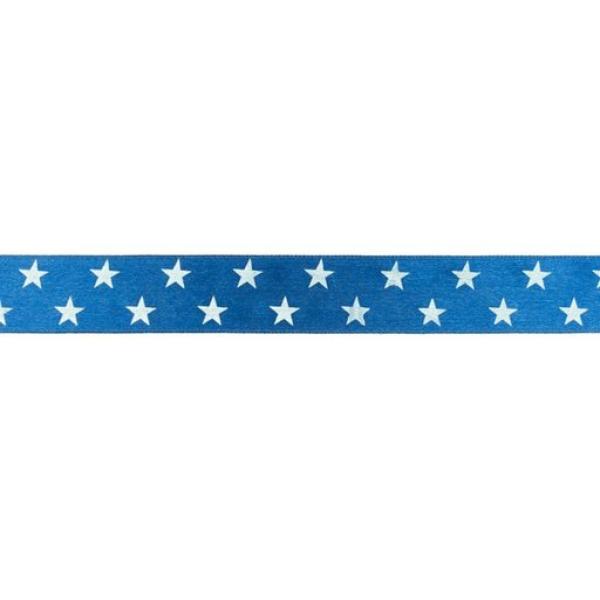 Satinband 25mm Breit mit Weißen Sternen Ø 10mm in Dunkelblau